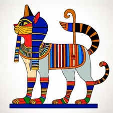 Folk Art Egyptian Cat Sticker Goddess Statue Pet Mythology (4 Inch)