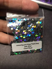 50g Solvent Resistant CLOUD shape Glitter HOLO SILVER Nail ART Craft