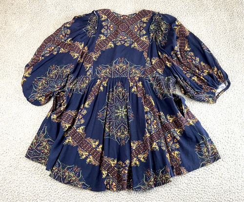Top túnica Free People para mujer M Boho plisada cachemira festival M EXCELENTE $128 - Imagen 2 de 5