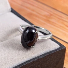 Black Onyx Ring Simple Statement Delicate Stacking 925 Sterling Silver Handmade
