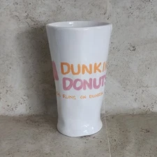 Dunkin Donuts OOAK Flower Vase Ceramic Pottery Hand Painted Hobbyist 