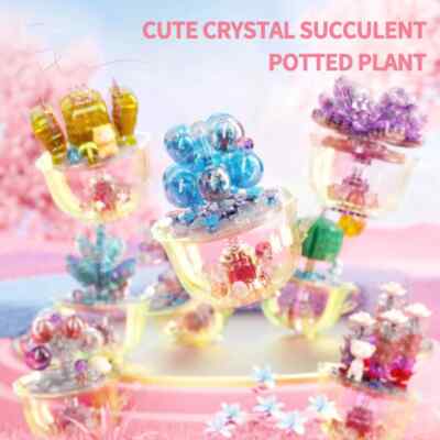 Crystal Succulent Building Blocks Potted Plant Flower Assembly Bricks Xmas Gifts