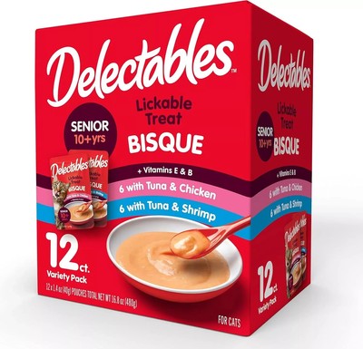 Delectables Bisque Senior Variety Lickable Cat Treat, 12 Count