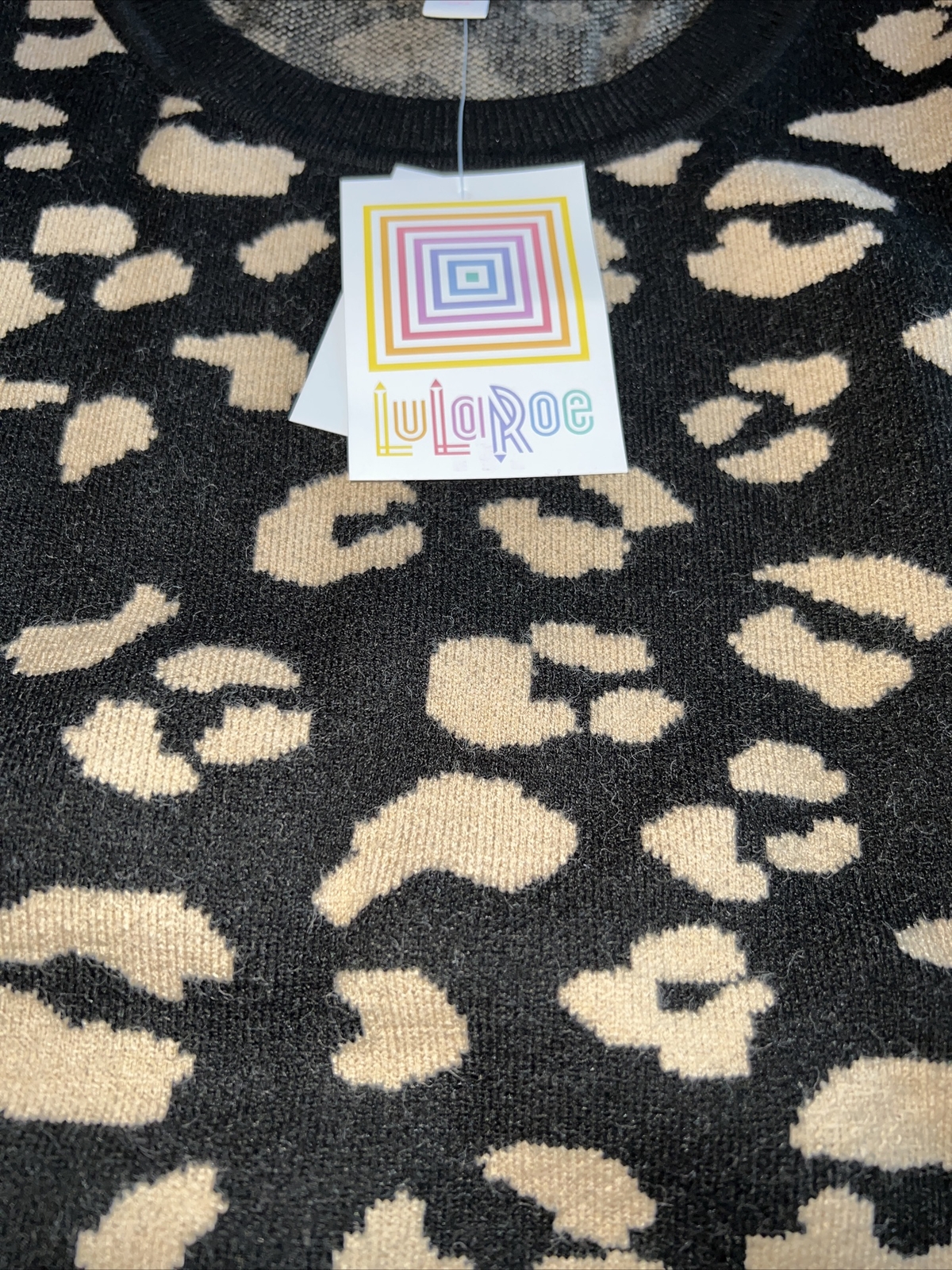 LuLaRoe Piper Sweater Black Tan Animal 