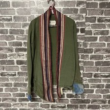 Greg Lauren Army Tent Stripe Silk Fitted Kimono Jacket In Green 1 Small