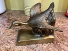 Vtg 1970 PM Craftsman Jennings Bros Brass-Splash Alight Goose-Sculpture/Bookend — photo 2
