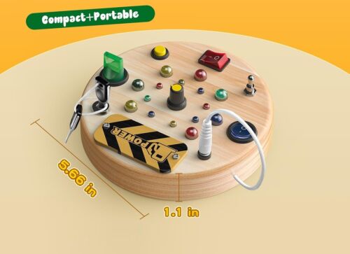 Busy Board with 8 LED Light Switches, Montessori Toys for 1+ Years Old, Wooden