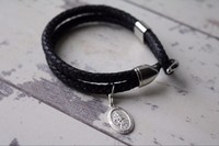 Saint Christopher - Leather Bracelet - Personalized Leather Bracelet Saint Christopher - Leather Bracelet - Personalized Leather Bracelet