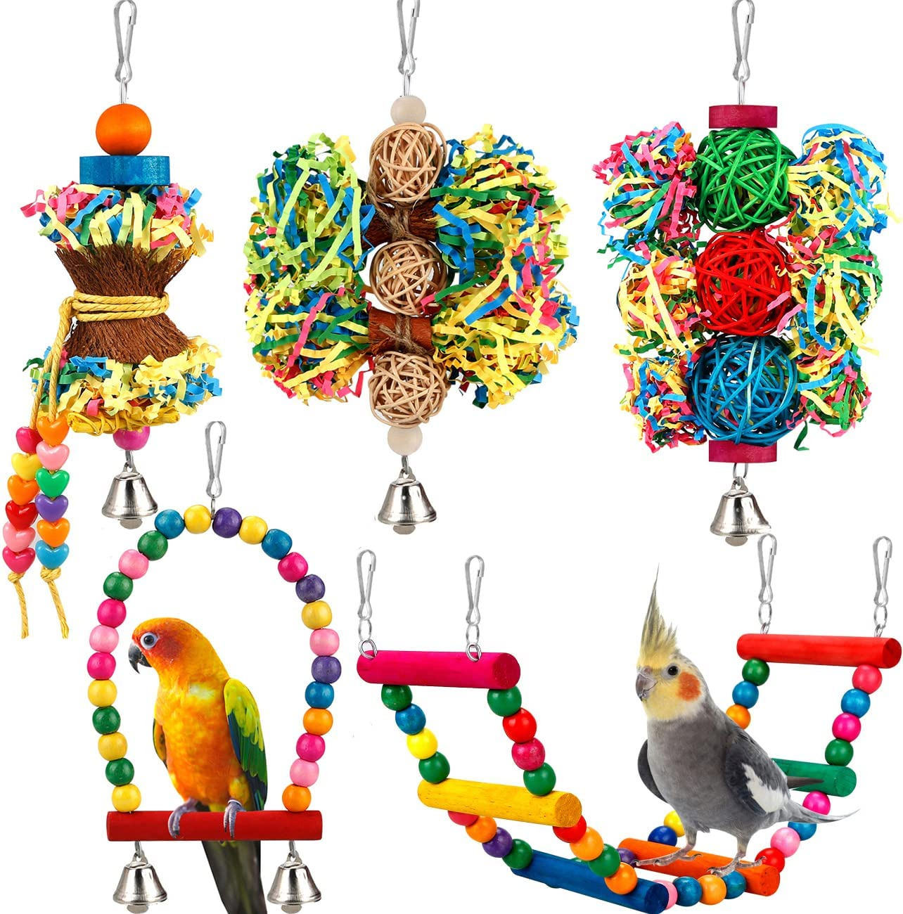 Bird Parakeet Toys Foraging Shredding Toys Parrot Cage Accessories Hanging Toys