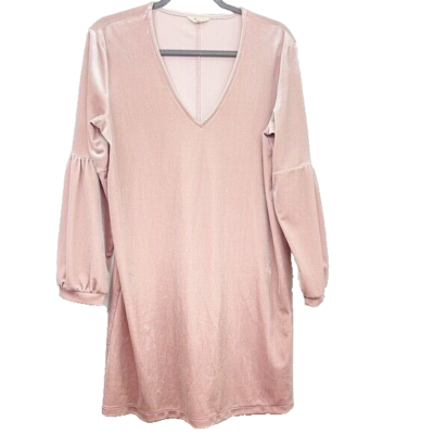 pink dress madewell Madewell Velvet Balloon Sleeve Dress in Pink Size M Medium Womens