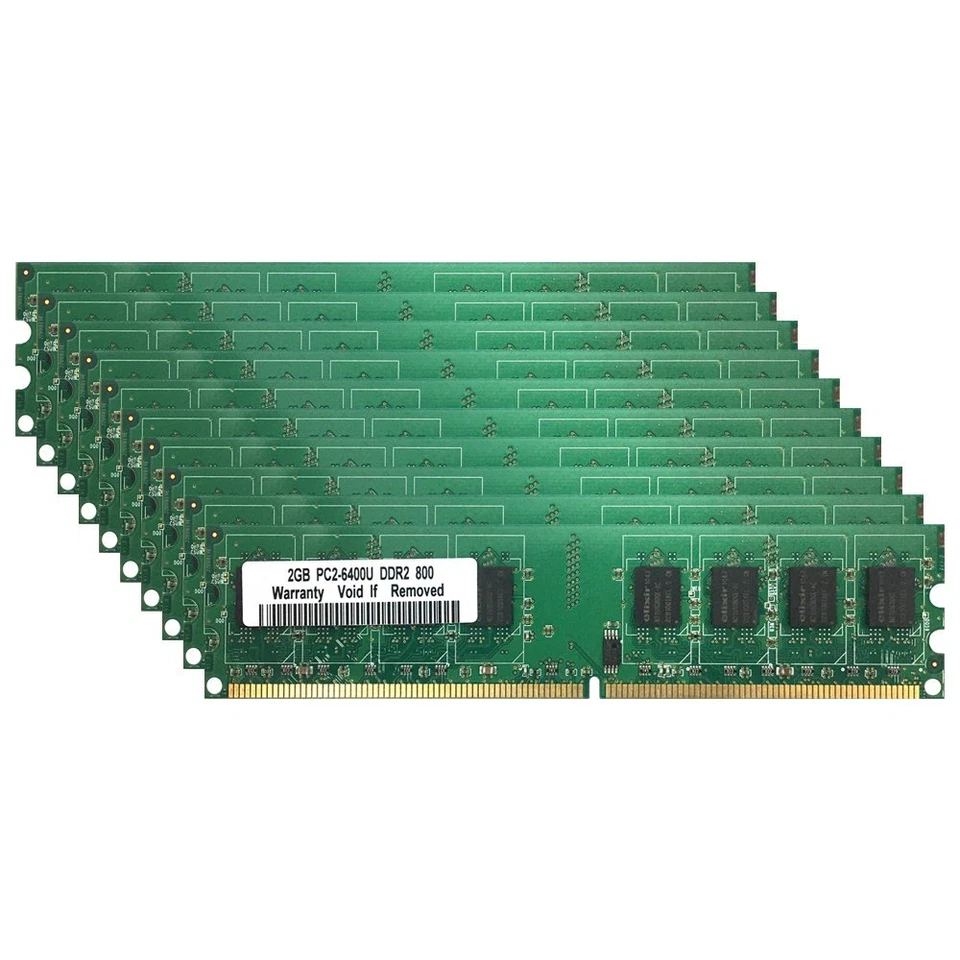 20GB 10x 2GB 1GB DDR2 PC2-6400U 800MHz 240Pin Desktop RAM Green DIMM Memory LOT - Image 3 of 4