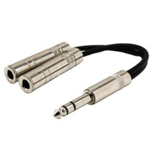 6.35mm 1/4" Stereo Male to Dual 1/4" TRS Female Audio Y Splitter Cable Connector