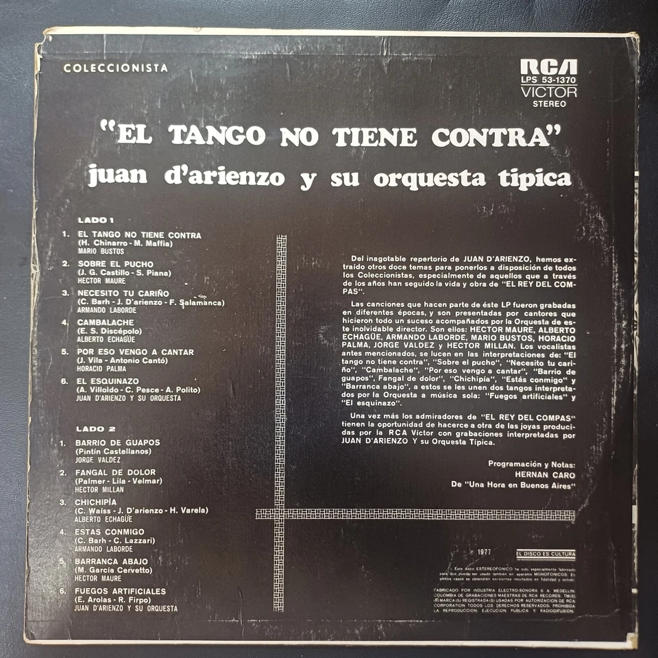 Juan D'Arienzo Y Su Orquesta* – Buenos Aires Tiempo D'arienzo - Colombia, 1986 - Image 2 of 4