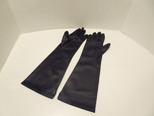 Vintage Ladies Gloves Deep Blue Elbow Length Women's 50's 60's Stretch Evening