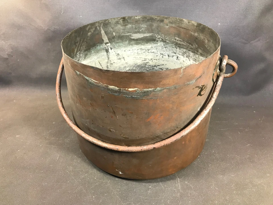 Ancien chaudron gamelle en cuivre déco cuisine de campagne montagne chalet - Photo 4/4