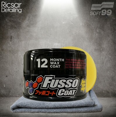 Soft99 Fusso Mantel 12 Monate Wachs dunkel neue Formel + KOSTENLOSER APPLIKATOR & MIKROFASER