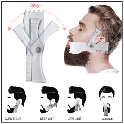 Adjustable Beard Shaping Tool Men Portable Styling Stencil Comb Template Trim-qp