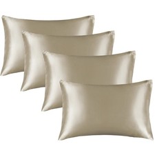 BEDELITE Satin Pillowcase for Hair Skin - King Set of 4 - Taupe
