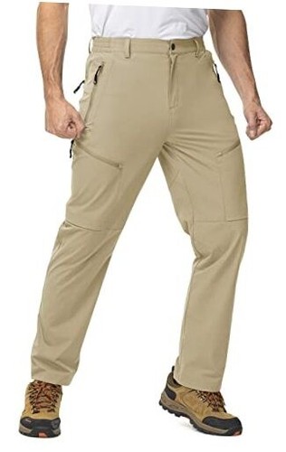 Men's Lightweight Hiking Travel Pants 5 Zip Pockets Stretch Quick Dry Work