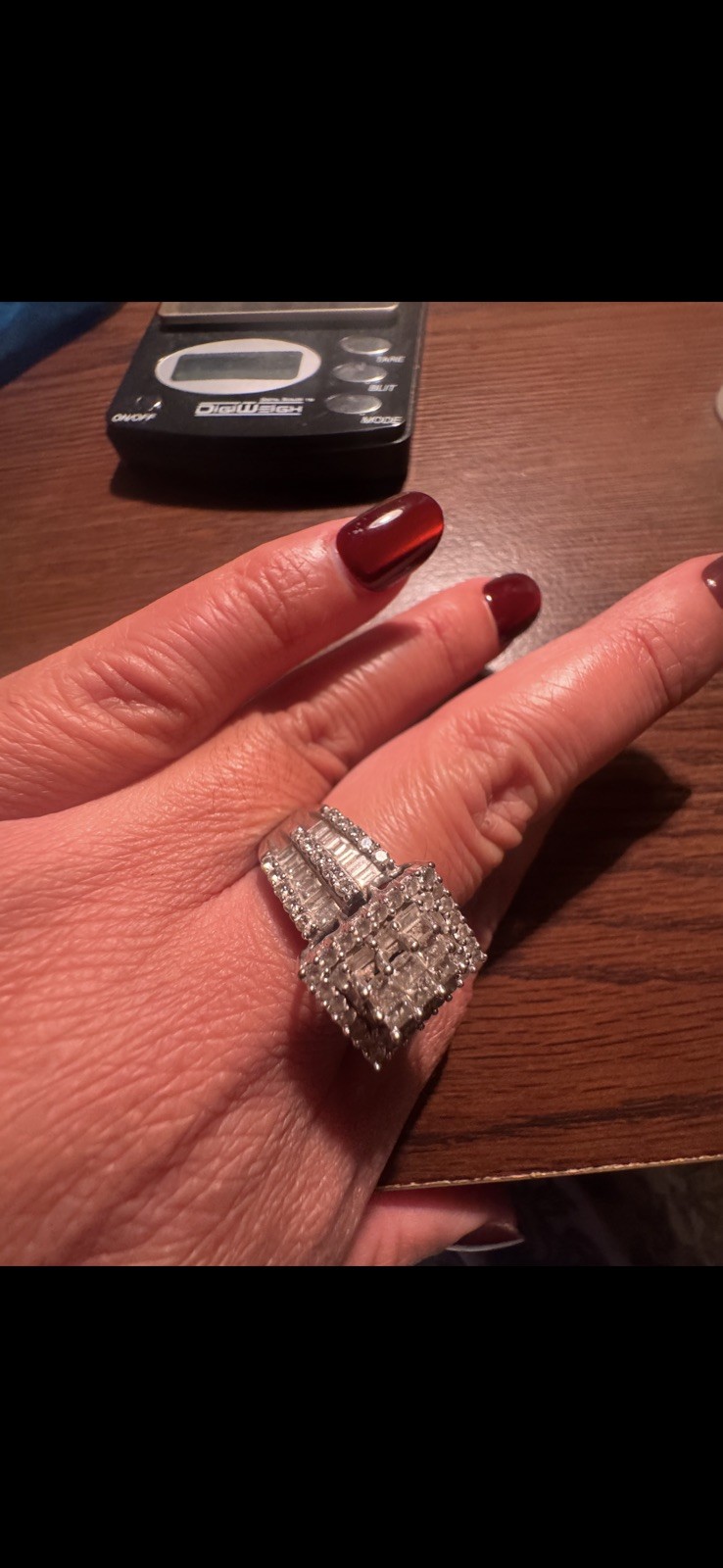 Rectangular Diamond Cluster Ring Princess Baguett… - image 5