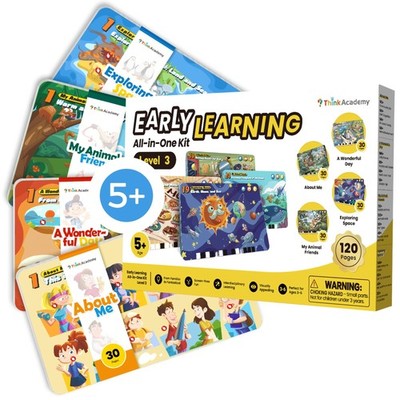 Think Academy Level 3 Flash Cards for Kids Ages 5+, Compatible with Learning Pad