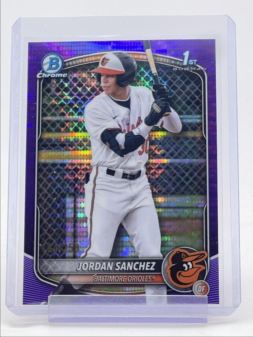 JORDAN SANCHEZ 2025 BOWMAN CHROME 1ST PURPLE PULSAR ORIOLES B /250 Q3967