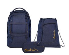 Satch Schulrucksack-Set PACK Denim Blue 3-tei...