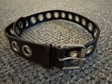 Grommet Studded Belt Dark Brown 36  Long x 1-1/2  Wide
