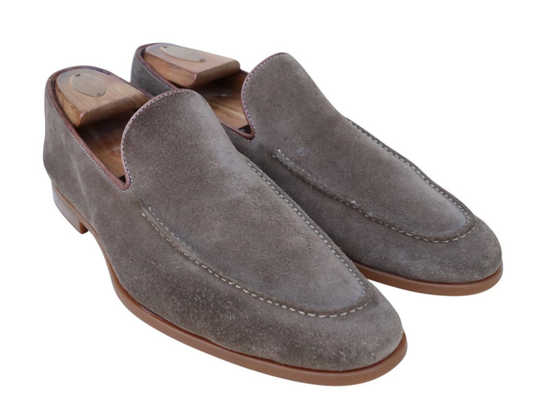 Magnanni Flex Beige Brown Suede Leather Plain Toe Loafer Dress Shoe SZ 8