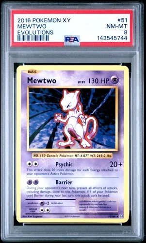 2016 POKEMON XY EVOLUTIONS #51 MEWTWO PSA 8