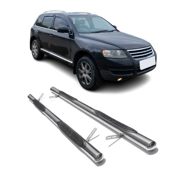 Edelstahl Trittbretter Schwellerrohre FüR VW Touareg 2003-2017 Edelstahl Silber-image