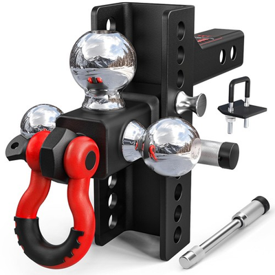 #ad #ad Adjustable Tri Ball Hitch Trailer Mount w Locks Shackle Pin fits 2quot; Receiver $130.49