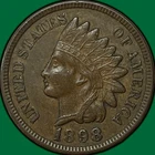 1898 Indian Head Cent Almost Uncirculated AU Coin #34198