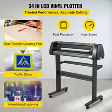 Vinyl Cutter Machine, 34 Inch Paper Feed Cutting Plotter Bundle Adjustable Forc