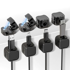 8 Pack Magnetic Cable Clips, Adjustable Cord Organizer, Black