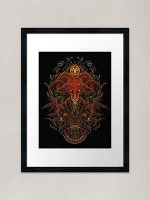 Widder Sternzeichen Gravur Stil gerahmt gerahmt Wandbild Poster Leinwanddruck Bild