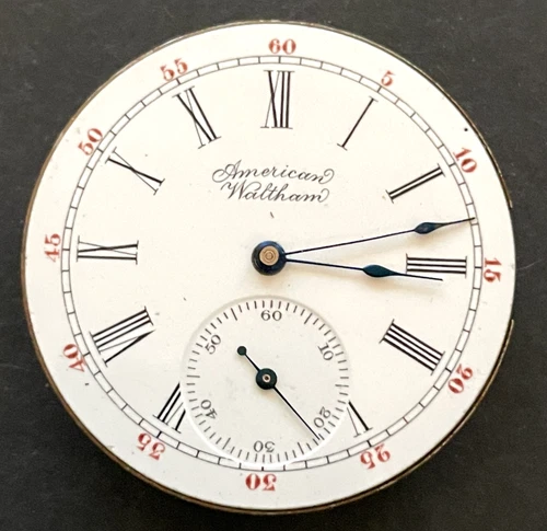 Antique Waltham Model 1890 L Pocket Watch Movement Running Ticks 6s 11j Two-Tone