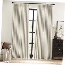 Pinch Pleated 100 Blackout Curtains 90 Inch 40"W x 90"L Pack of 2 Linen