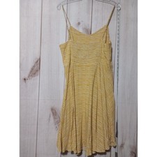 Old Navy Dress Womens Large Yellow White Striped Smocked Sundress Summer Pockets