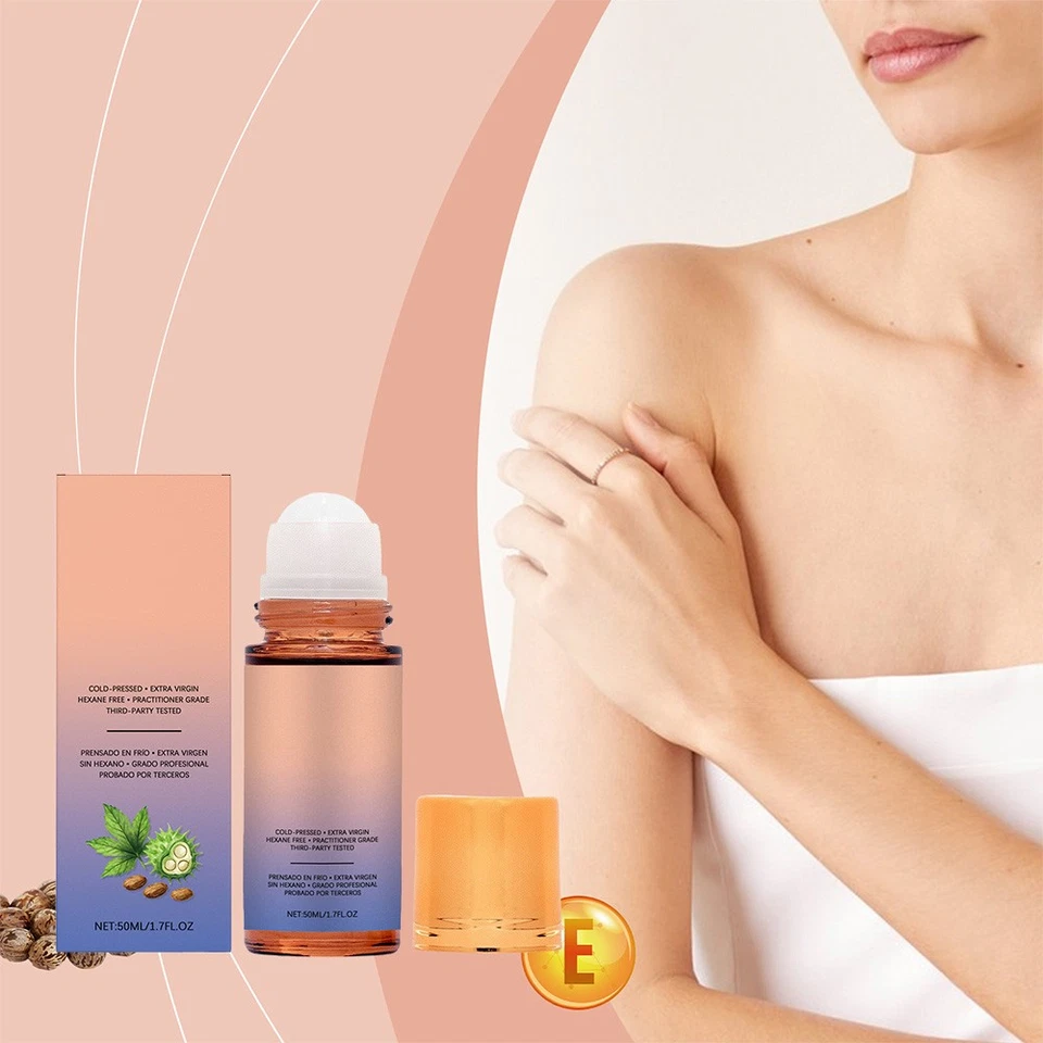 1-5X Neu Extra Bio-Goldrizinusöl Roll-On mit Rosenquarz für Haut & Falten - Bild 2 von 4