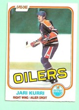 (1) JARI KURRI  1981-82 O-PEE-CHEE # 107 OILERS  ROOKIE EX-MT CARD (M7570). rookie card picture