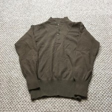 Garrison Collection Sweater Mens Large OD Mock Neck Henley Military Army