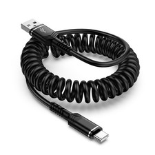 USB to USB C Coiled Cable Fast Charging,Retractable USB C Car Charger Cable