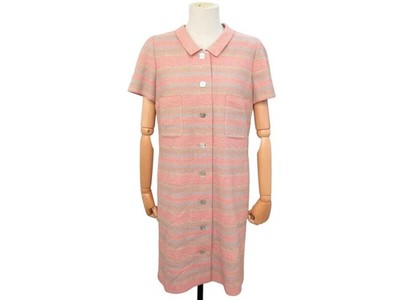NEU VINTAGE BLUSENKLEID CHANEL PERLMUTTKNOPF P14945 L 42 WOLLE ROSA DRESS 4890 