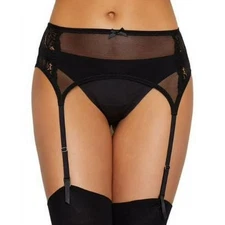 Maidenform Women's Extra Sexy Floral Lace Lingerie Garter Belt, Black, Medium