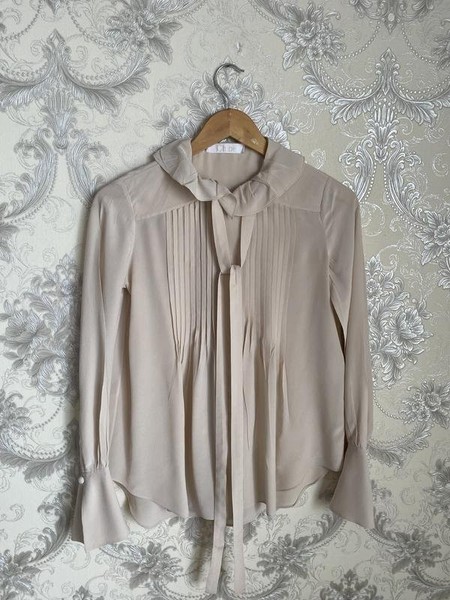 Women Chloé Shirt Beige Silk 34