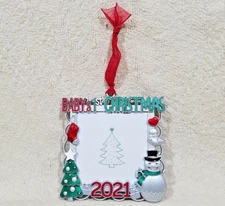 2021 CHRISTMAS TREE ORNAMENT PHOTO PICTURE FRAME BABY'S 1st FIRST CHRISTMAS