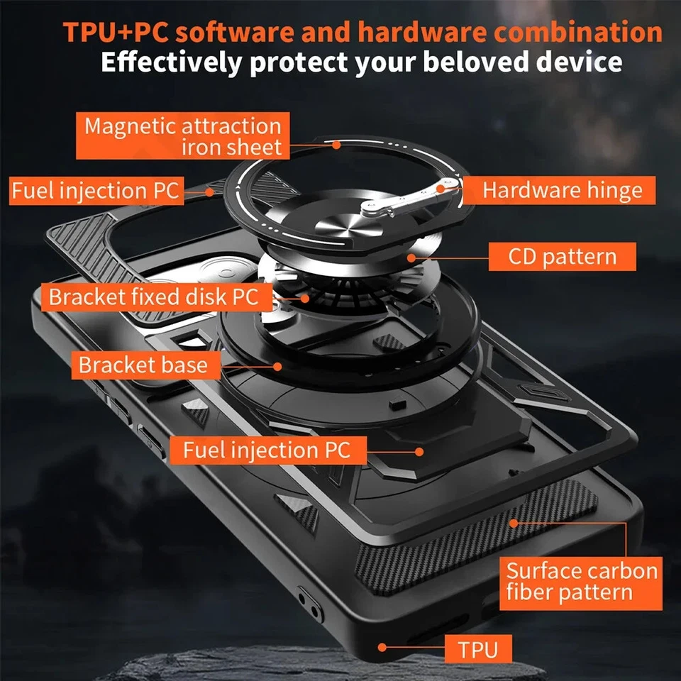 Shockproof Magnetic Case For Xiaomi Redmi 14C Note 14 13 Pro Plus 5G Stand Cover - Image 3 of 4