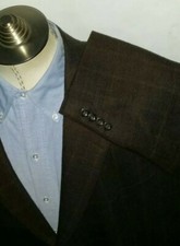 New 50R Stafford Brown Check WOOL CASHMERE Tweed Sport Coat Blazer Jacket
