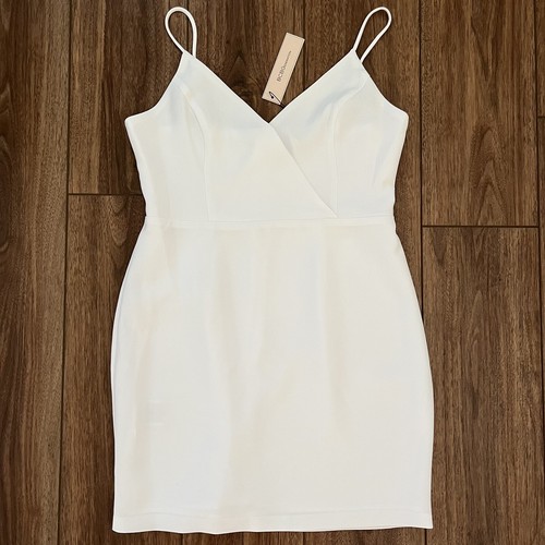 NWT BCBGeneration White Cocktail Surplice Cami Woven Mini Dress Size 10 - Picture 6 of 12